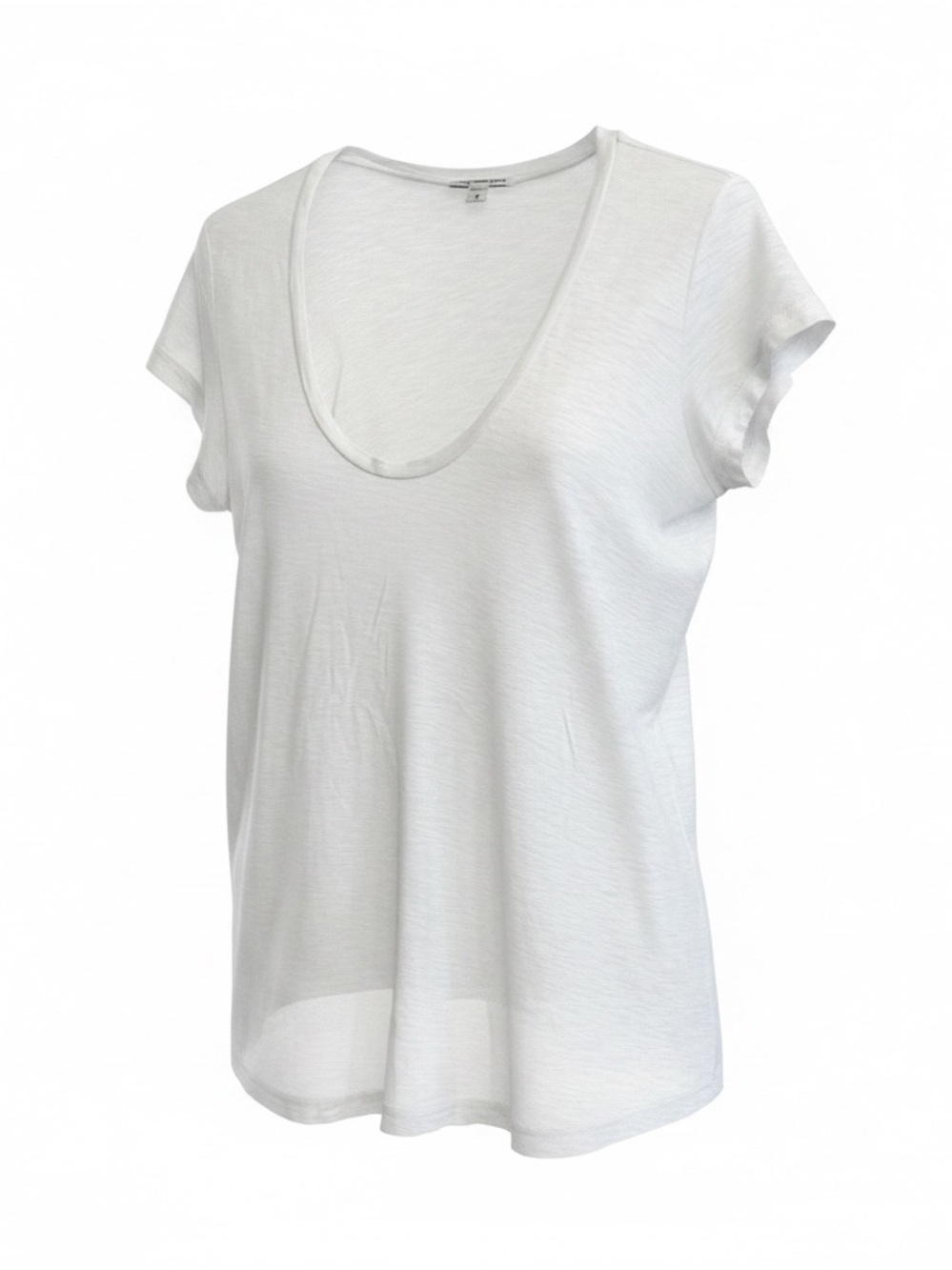James Perse White Scoop Neck cotton Short Sleeve Tee‎